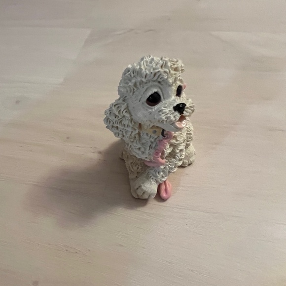 Vintage 1992 Enesco White Poodle Resin Figurine with Pink Bow - Picture 6 of 8